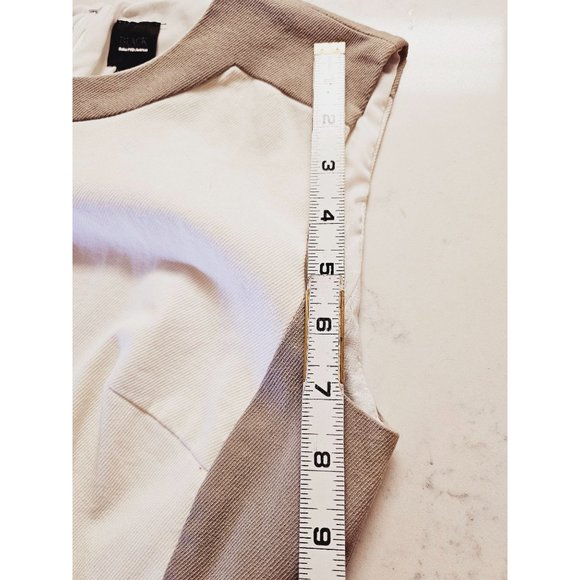 Saks Fifth Avenue sheath dress‎ size 4 cotton denim color block cream tan - Picture 12 of 14